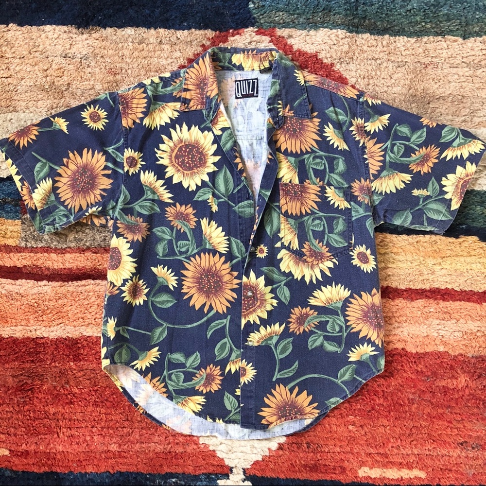 90’s Vintage sunflower denim shirt